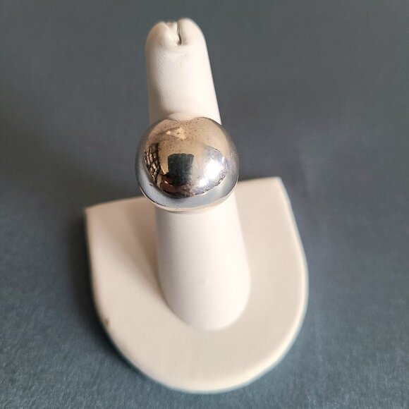 Large sterling silver 925 modernist ring bowl shaped. Statement ring. - Picture 5 of 9